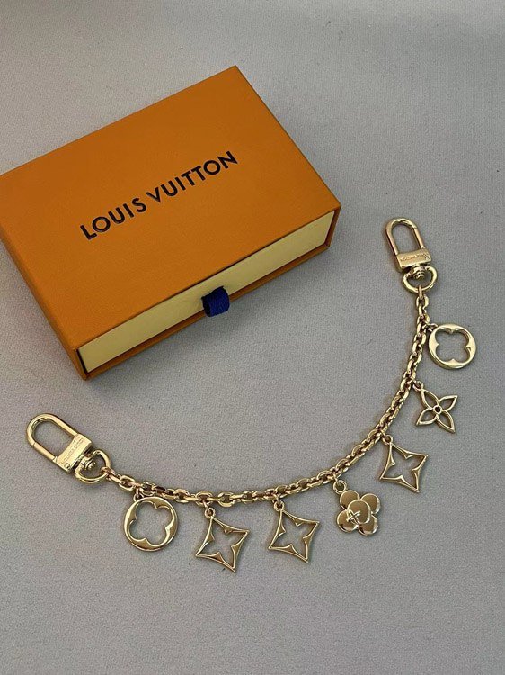 Louis Vuitton LV floral chain keychain with charm