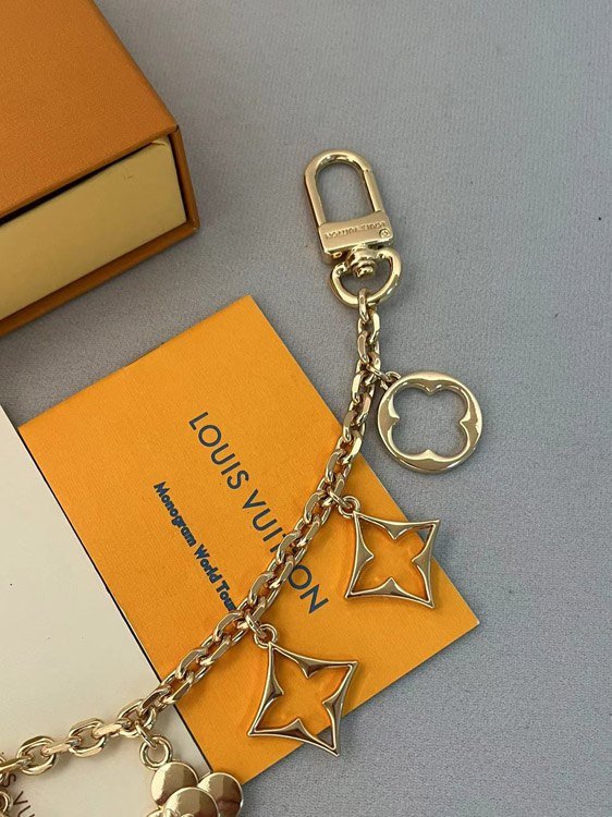Louis Vuitton LV floral chain keychain with charm