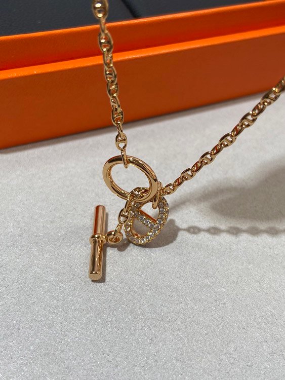Hermes pig nose full diamond necklace