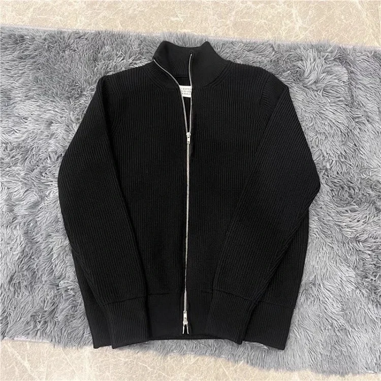 Margiela all wool version high collar zipper cardi