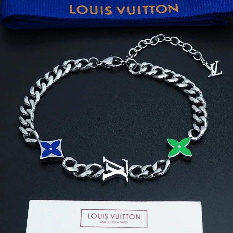 Louis Vuitton LV metal chain blue-green enamel bra